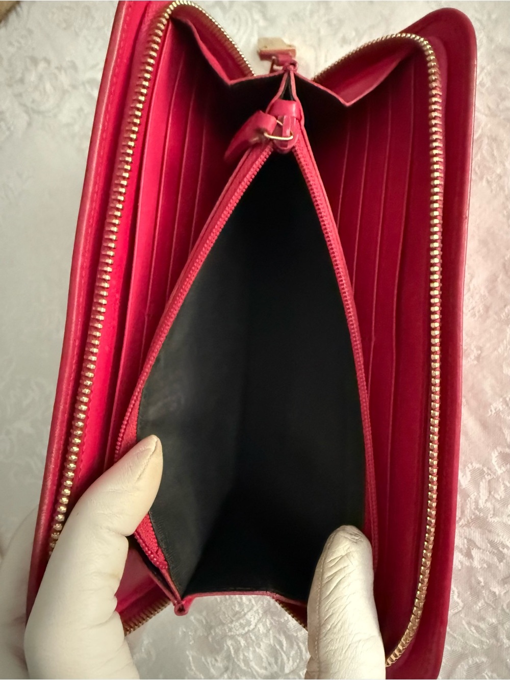 Saint Laurent Pink Leather Zip Wallet with Gold Hardware - Picture 14 of 17